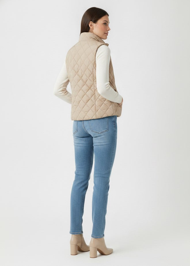 Women's Beige Quilted Vest
