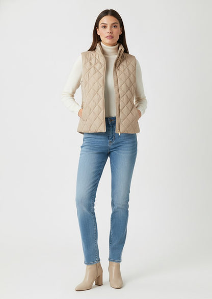 Women's Beige Quilted Vest