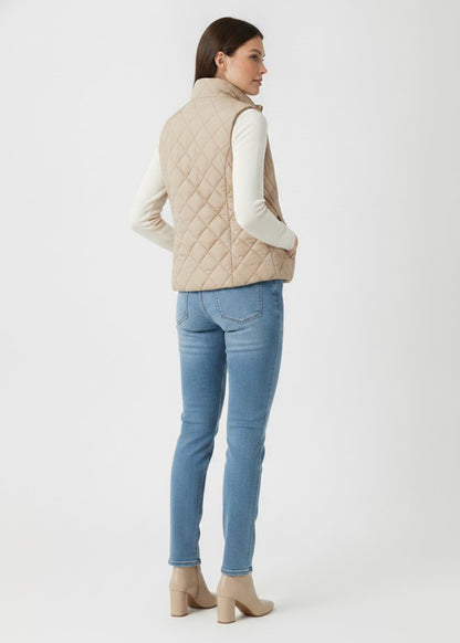 Women's Beige Quilted Vest