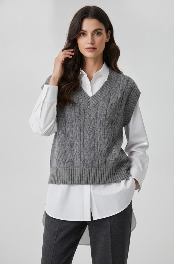Women's Gray Knit Vest