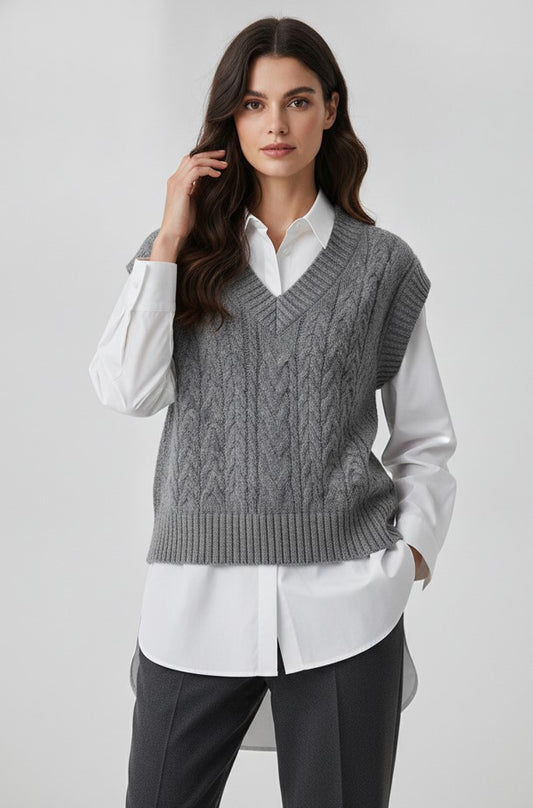 Women's Gray Knit Vest