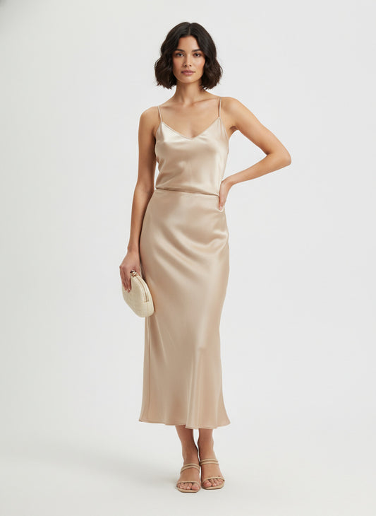Women's Beige Slip Skirt