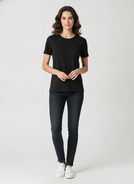 Women's Black Crew Neck T-Shirt