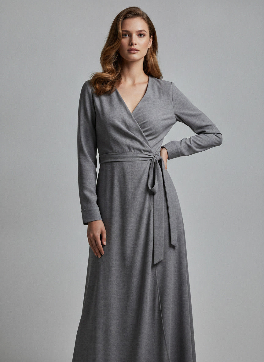 Women's Gray Wrap Dress