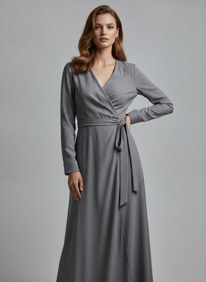 Women's Gray Wrap Dress