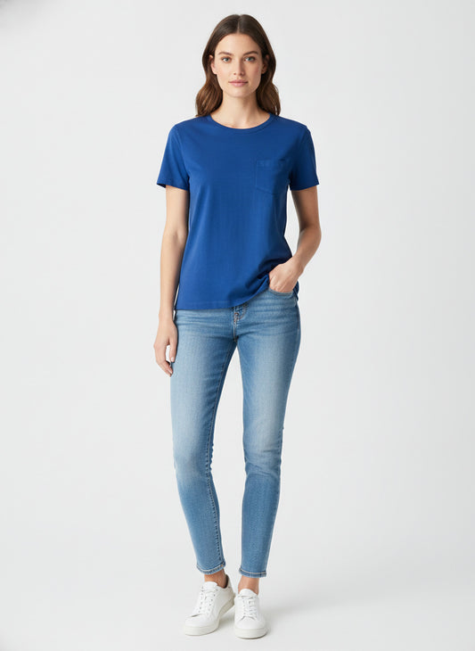 Women's Blue Pocket T-Shirt